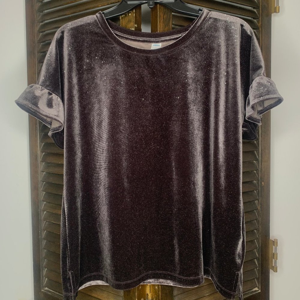 Velvet Sparkly Shirt w/ ruffles